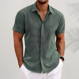 Men's Short Sleeve Button Down Textured Shirt - Casual Summer Wear