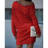 Women's Mini Dress Sequin One Shoulder - Cocktail Party