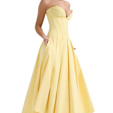 Women's Strapless Corset Midi Dress - Special Occasion