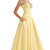 Women's Strapless Corset Midi Dress - Special Occasion