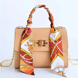 Women's Scarf Handle Clasp Handbag - Casual And Evening Wear