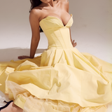 Women's Strapless Corset Midi Dress - Special Occasion