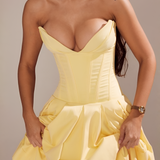 Women's Strapless Corset Midi Dress - Special Occasion