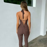 Women's Jumpsuit Cutout Waist Flared Leg - Night Out