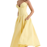 Women's Strapless Corset Midi Dress - Special Occasion