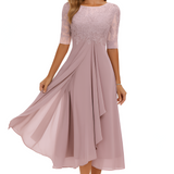 Women's Floral Chiffon Midi Dress - Wedding Guest