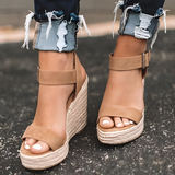 Women's Ankle Strap Wedge Sandals - Casual Summer Wear