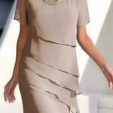 Women's Tiered Midi Dress - Casual Wear