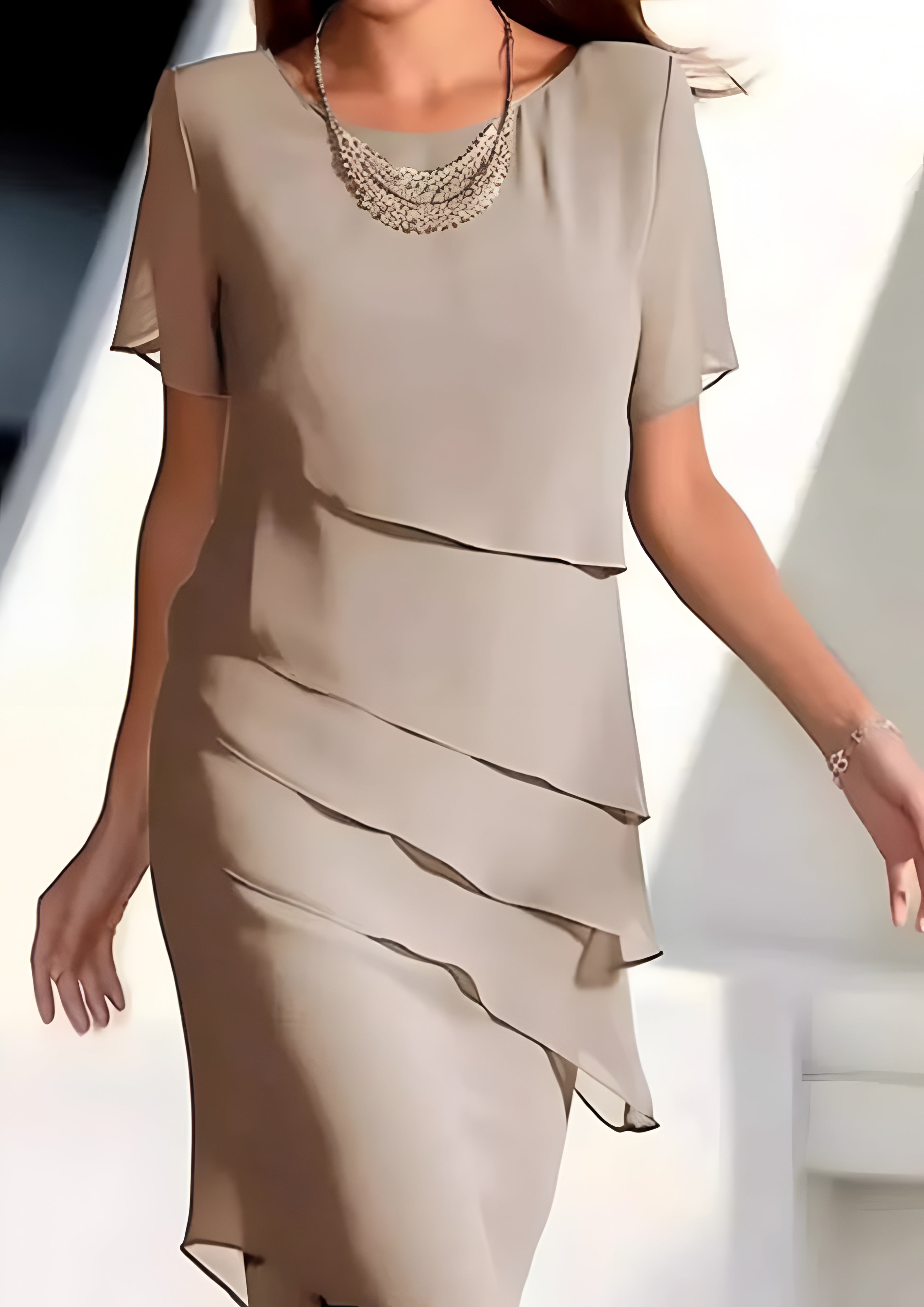 Women's Tiered Midi Dress - Casual Wear