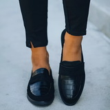 Women's Croc Embossed Loafers - Office Wear