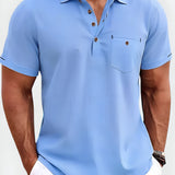 Men's Polo Shirt Buttoned Pocket - Summer Wear