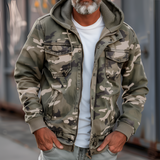 Men's Camo Hooded Bomber Jacket - Casual Outdoor