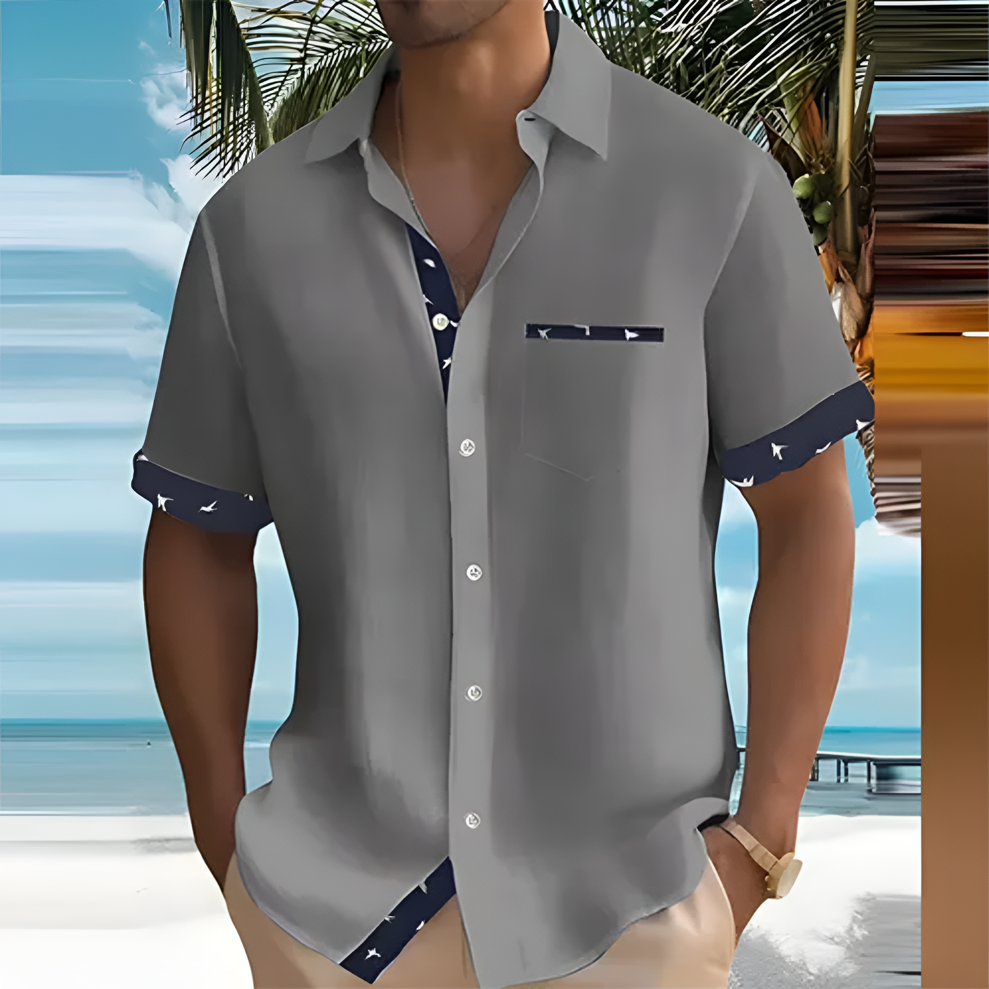 Men's Contrast Trim Polo Shirt - Beach Casual