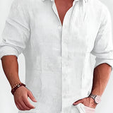 Men's Button Front Long Sleeve Shirt - Casual Summer Wear