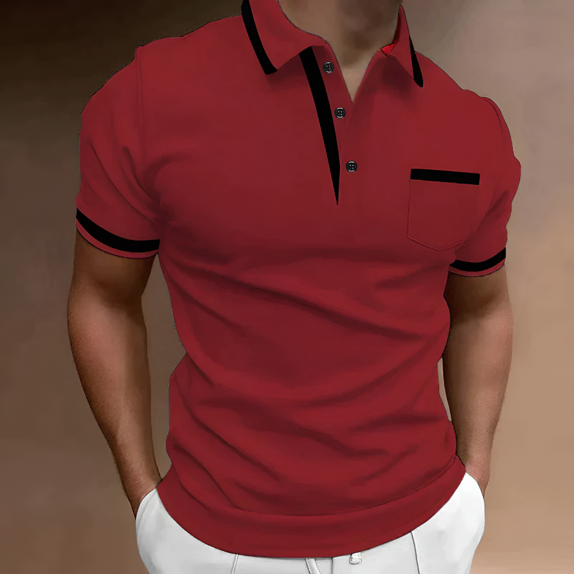 Men's Contrast Trim Slim Fit Polo Shirt - Casual Smart Wear