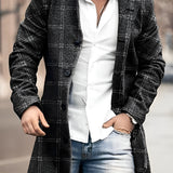 Men's Long Button Up Coat - Winter Layering Jacket