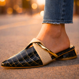 Women's Croc Embossed Pointed Toe Mules - Professional Office Wear