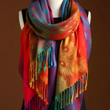 Women's Multicolor Fringe Scarf - Year Round Wear