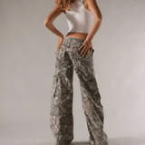 Women's High Waisted Wide Leg Cargo Pants - Casual Streetwear