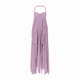 Women's Halter Ruffle Chiffon Maxi Dress - Beach Vacation