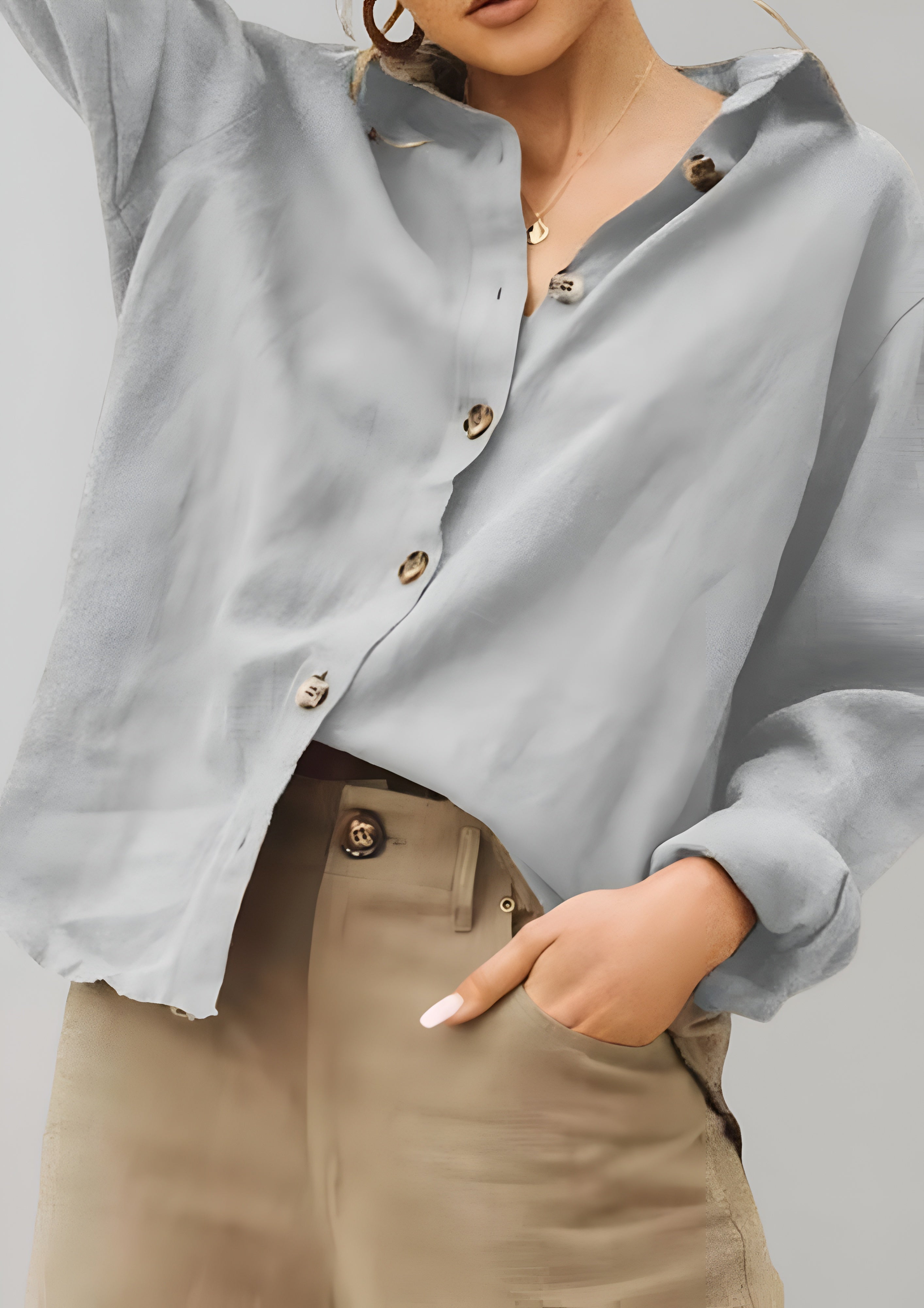 Women's Button Down Shirt - Summer Casual Wear