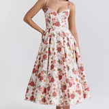 Women's Bustier Corset Midi Dress - Cocktail Party