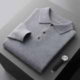 Men's Long Sleeve Knitted Polo Shirt - Casual Wear