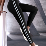 Women's Striped Yoga Leggings - Athletic Wear
