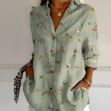 Women's Floral Print Long Sleeve Shirt - Casual Wear