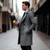 Men's Double Breasted Slim Fit Overcoat - Formal Outerwear