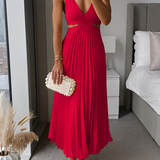 Women's Pleated Cut-Out Midi Dress - Evening Party