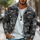 Men's Camouflage Denim Jacket - Casual Streetwear