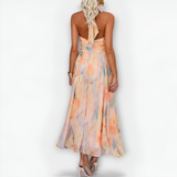 Women's Halter Neck Floral Maxi Dress - Wedding Guest