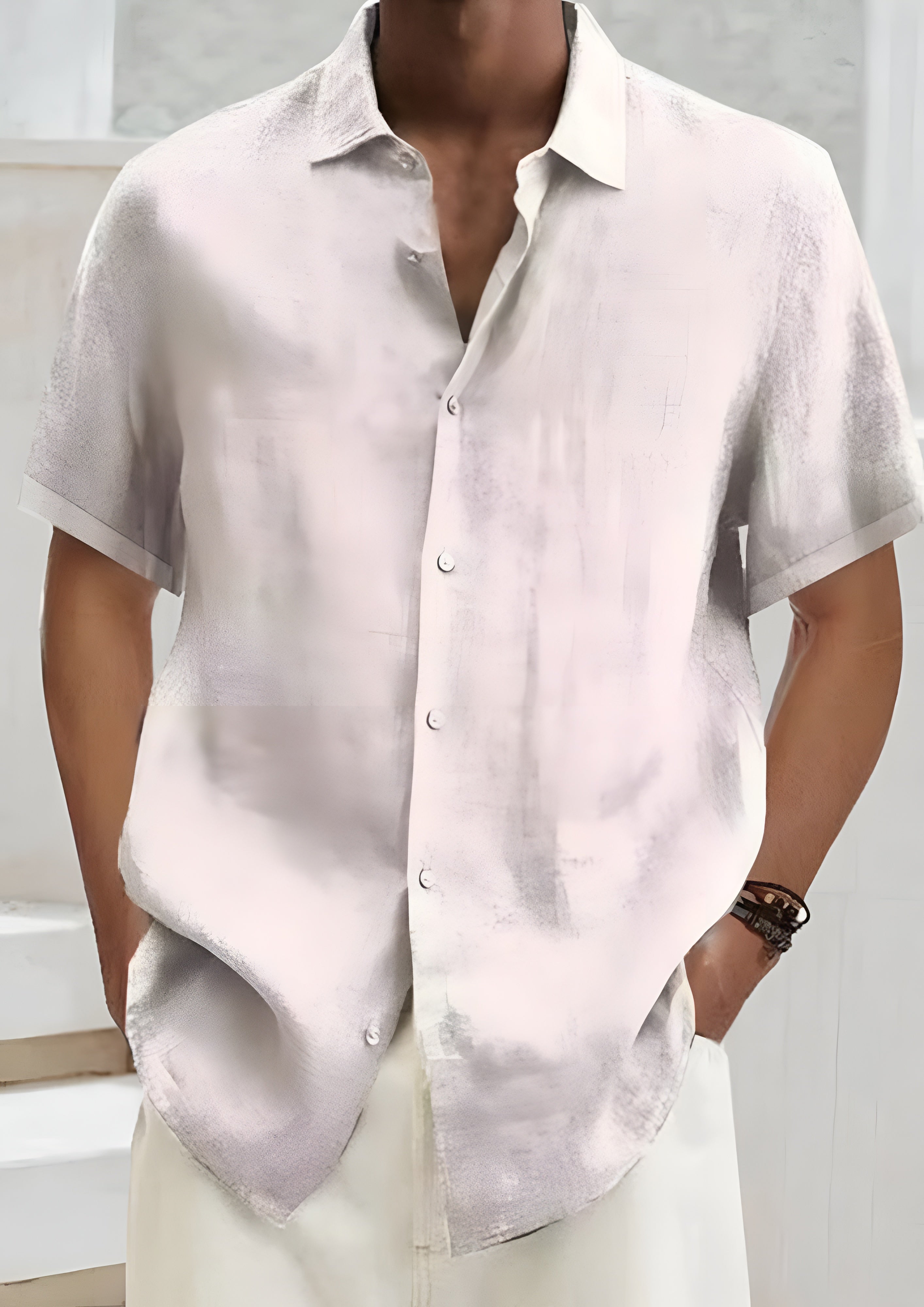 Men's Button Down Collared Shirt - Summer Casual Wear