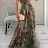 Women's Floral Print Cutout Maxi Dress - Evening Gala