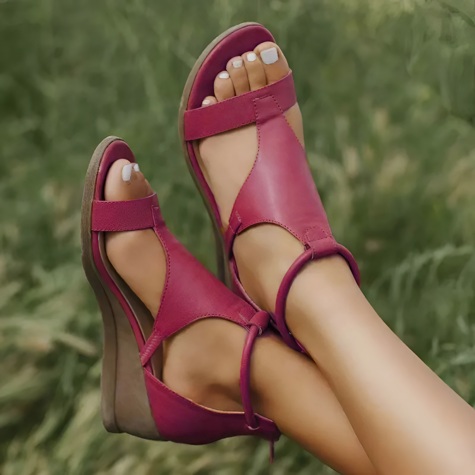 Women's Open Toe Wedge Heel Sandals - Casual Summer Wear