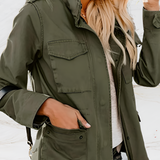 Women's Utility Pocket Military Jacket - Casual Outerwear