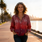 Women's Button Down Shirt Floral Print Long Sleeve - Casual Daily Wear