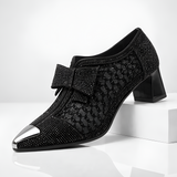 Women's Pointed Toe Block Heel Shoes - Party Wear