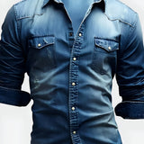 Men’s Distressed Denim Shirt - Summer Wear