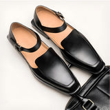 Women's Black Leather Sandals - Casual Wear