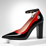 Women's Ankle Strap Block Heel Pumps - Date Night