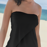 Women's Strapless Ruffle Tankini Set - Beach Vacation