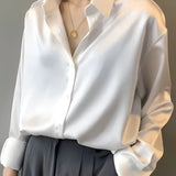 Women’s Long Sleeve Button Down Blouse - Casual Office Wear