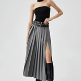 Women's High Waisted Pleated Maxi Skirt - Casual Chic
