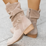 Women's Slouchy Mid-Calf Boots - Casual Everyday Wear