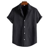 Men's Striped Short Sleeve Shirt - Casual Wear