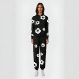 Women's Floral Graphic Hoodie Set - Casual Loungewear