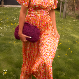 Women's Maxi Dress Floral Print Flutter Sleeve - Outdoor Event