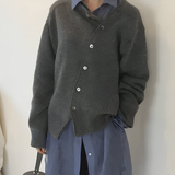 Women's Asymmetric Button Knit Cardigan - Casual Layering